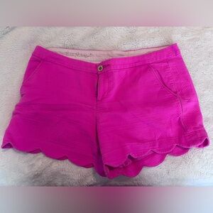 Lilly Pulitzer Vibrant Pink Scalloped High Waist Shorts